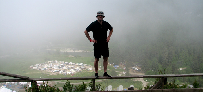 Jonny balances on the fence.